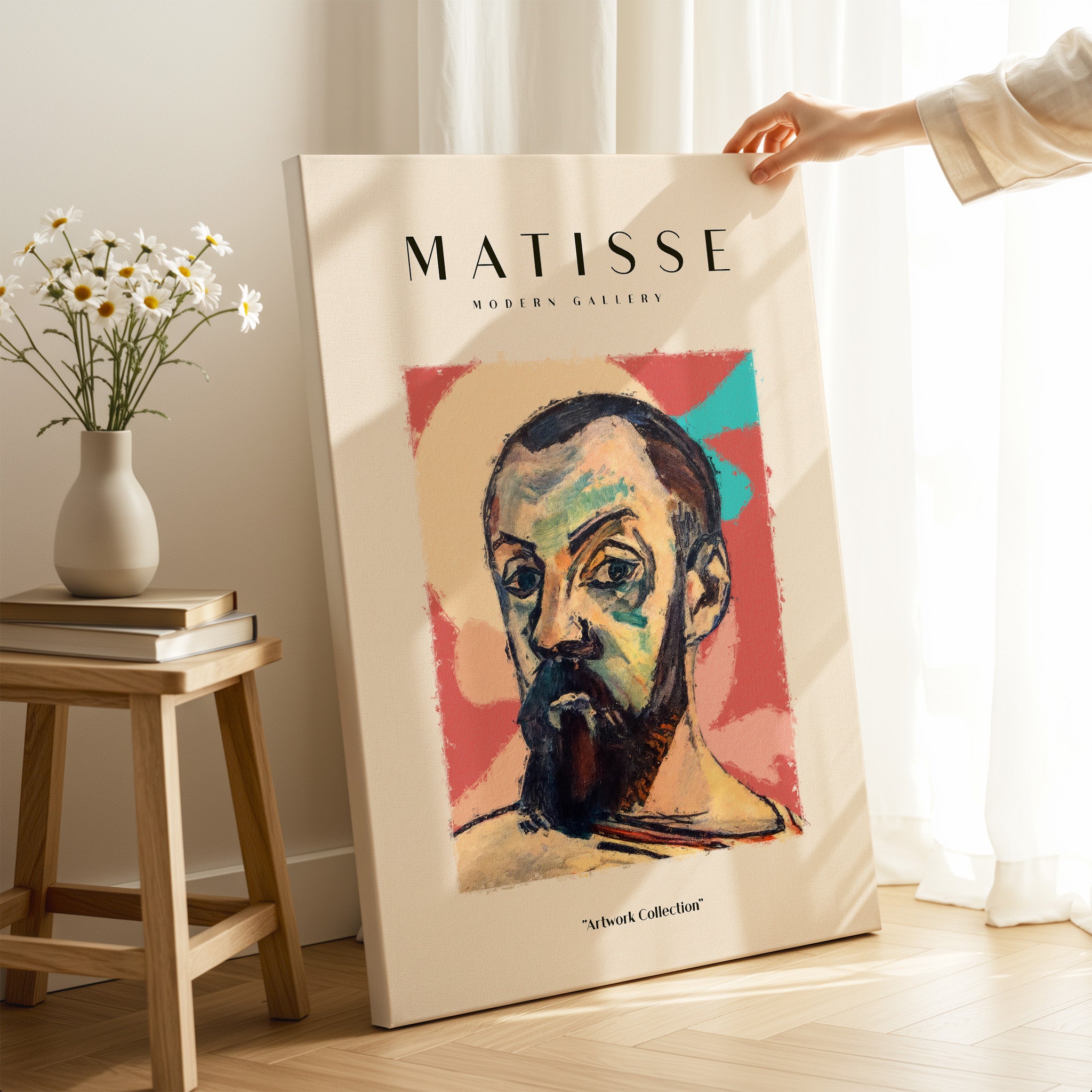 Matisse Art Prints - Expressive Self Portrait Poster displayed in a modern gallery setting.