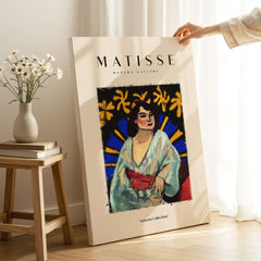 Matisse Art Prints - Woman Robe Abstract Stained Glass Effect Poster displayed in a modern gallery setting.
