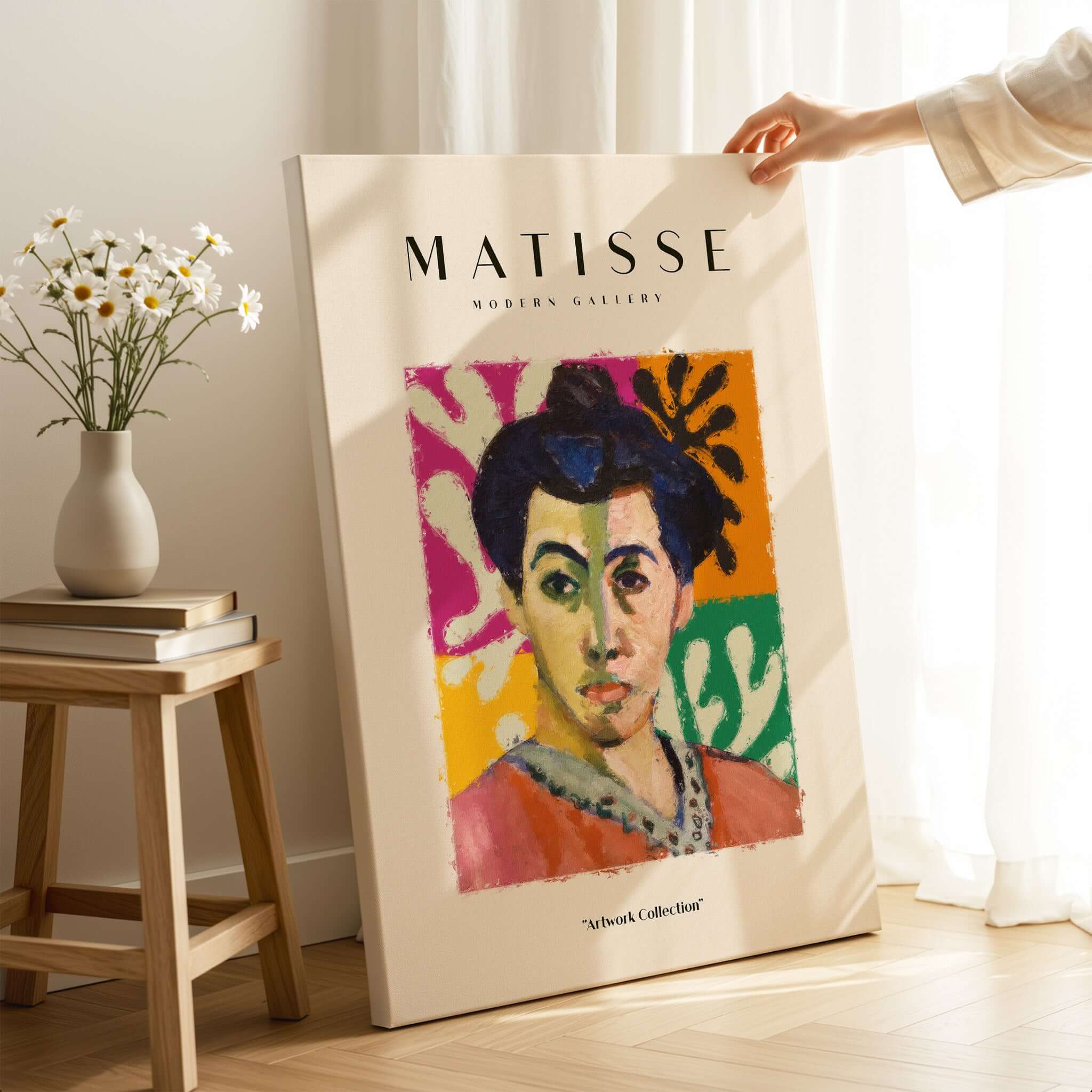 Matisse Art Prints - Abstract Portrait Poster featuring a vibrant portrait with colorful background.
