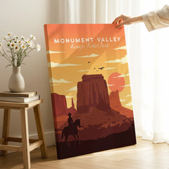 Monument Valley Navajo Tribal Park canvas print with cowboy silhouette, desert decor