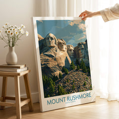 Mount Rushmore Poster | Black Hills National Memorial Canvas Print displayed with elegant decor and natural lighting.
