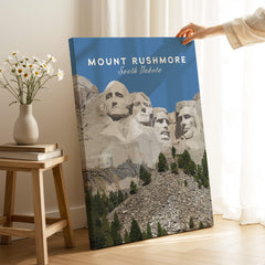 Mount Rushmore Print | National Memorial Wall Art featuring carved faces and blue sky in stylish decor.