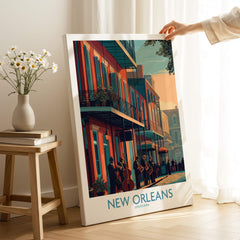 New Orleans Canvas Print | Musical Heritage Cityscape Poster featuring vibrant street musicians and historic venues.