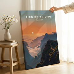 Pico do Arieiro Madeira travel poster canvas print with sunset mountain view in cozy room