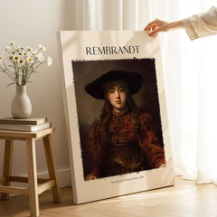 Rembrandt Girl Picture Frame 1641 Portrait Art Print Dutch Golden Age Poster Decor displayed in a stylish setting.