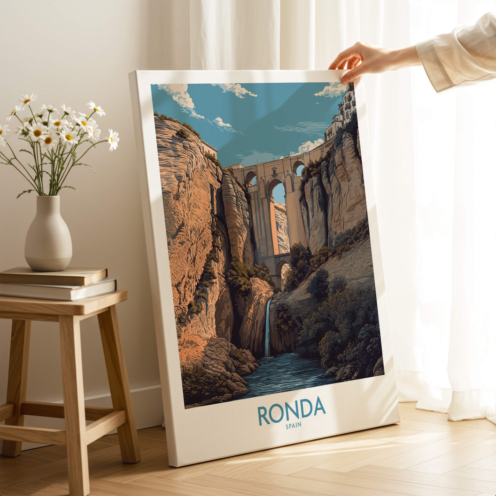 Ronda Spain Poster | Dramatic Andalusian Mountain Bridge Canvas Print showcasing the iconic Puente Nuevo bridge.