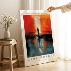 Rothko Style Minimalist Landscape Abstraction Print | Modern Wall Decor displayed in a modern living space with flowers.