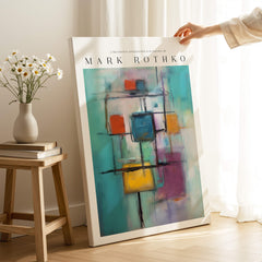 Rothko Style Floating Blocks Painting Print | Modern Abstract Canvas Wall Decor artwork display in a contemporary setting.