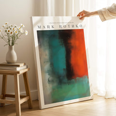 Mark Rothko Style Modern Canvas Abstraction Painting | Contemporary Wall Art displayed on an easel with atmospheric colors.