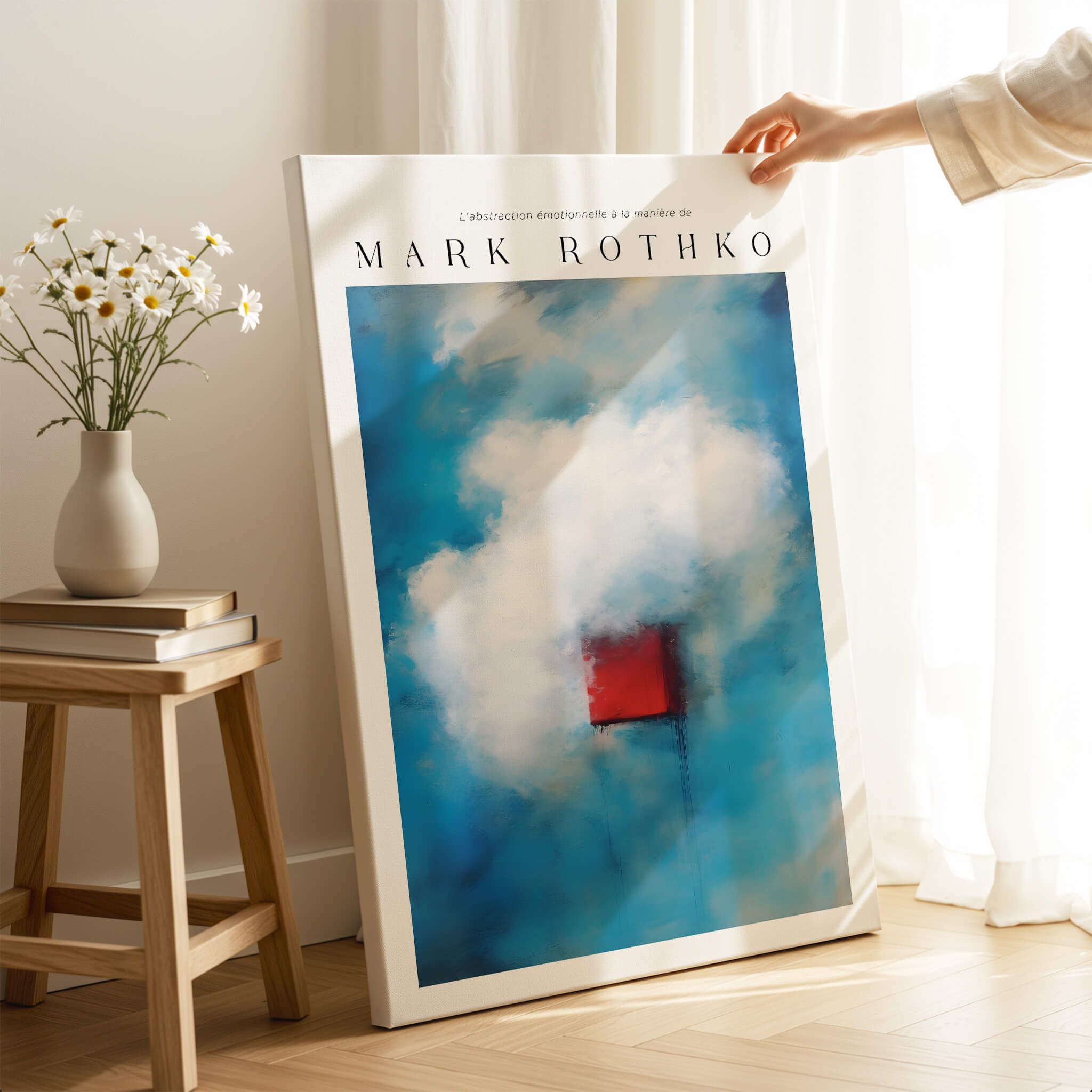 Rothko Style Minimalist Cloud Painting Print | Modern Abstract Wall Decor displayed in a contemporary setting.