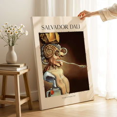 Salvador Dali Portrait of Picasso 1947 Surrealist Art Print Grotesque Poster displayed in a modern interior.