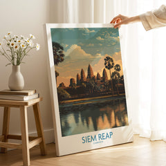Siem Reap Canvas Print | Cambodia Khmer Poster showcasing ancient temples and serene landscapes.