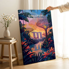 Singapore Poster showcasing the lush Gardens on the Bay, perfect for home decor.