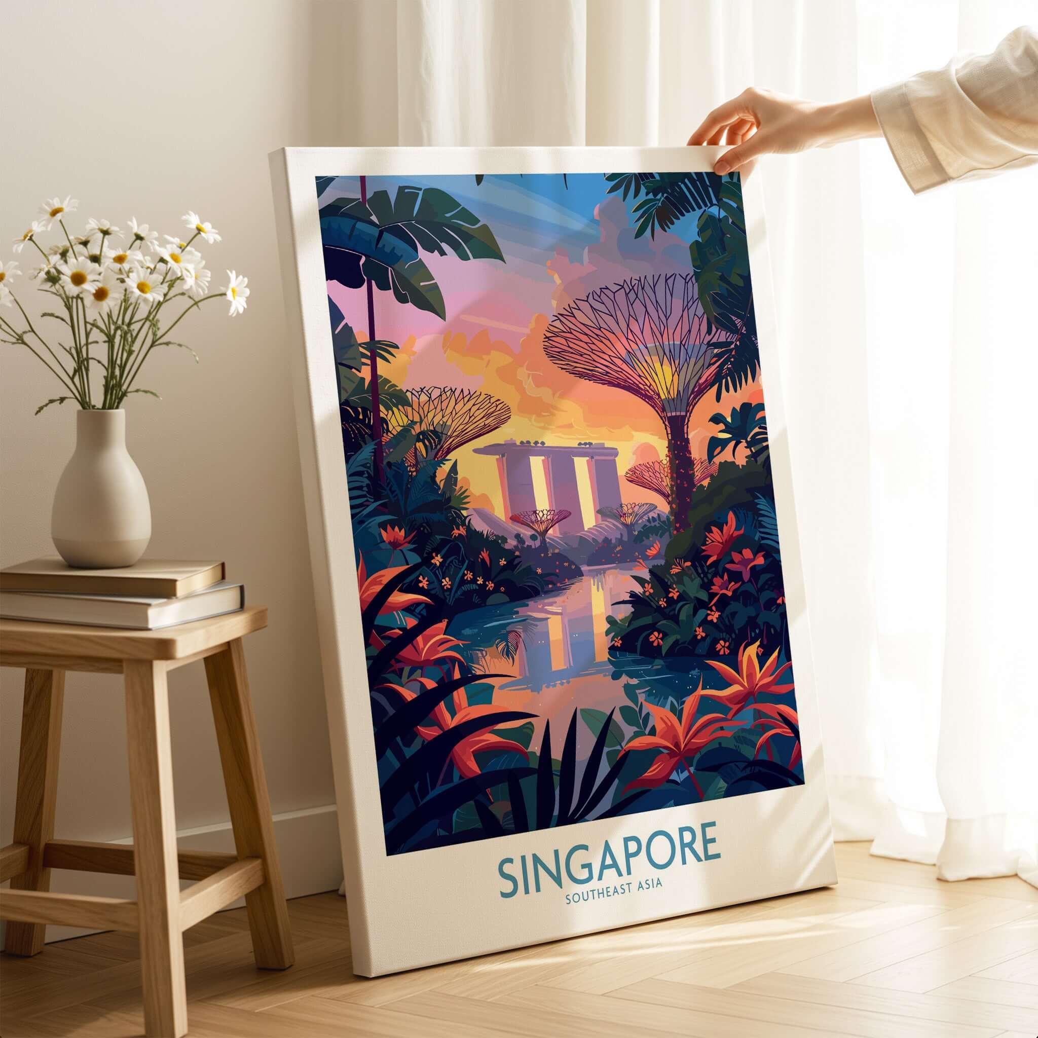 Singapore Wall Art featuring vibrant landscapes and iconic landmarks in Southeast Asia.