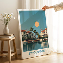Sotogrande Spain Canvas Print | Mediterranean Waterfront Scenery Poster showcased in a modern room with natural light.