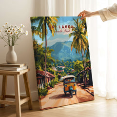Sri Lanka Tuk-Tuk Art Print - South Asia Travel Poster, Island Street Scene showcasing vibrant Sri Lankan streets.