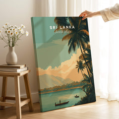 Sri Lanka Travel Poster | Sunset Wall Art Print featuring tropical landscape and serene sunset scenery.