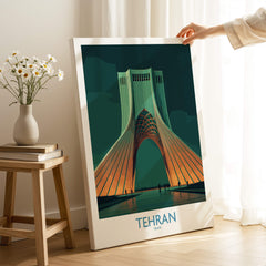 Tehran Iran Canvas Print | Iconic Persian Monument Cityscape Poster showcasing the Azadi Tower with modern artistic style.