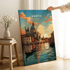Venice Print showcasing serene canals, a gondola, and a beautiful sunset in Venice, Italy.