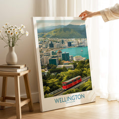 Wellington New Zealand Poster | Scenic City Skyline Landscape Canvas Print featuring vibrant urban scene