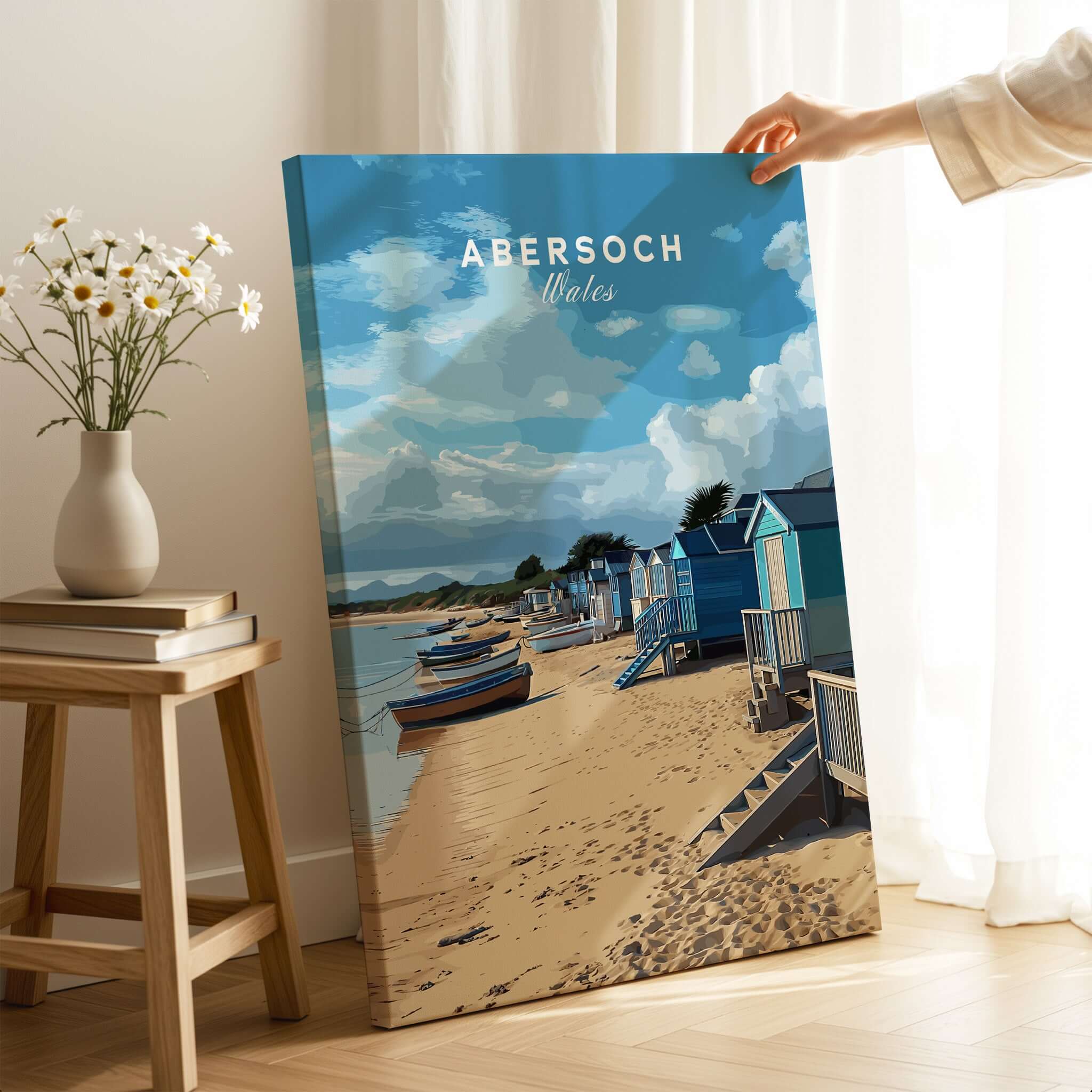Abersoch Welsh Seaside Village Scene Print | Llyn Peninsula Home Art capturing coastal charm and vibrant colors.