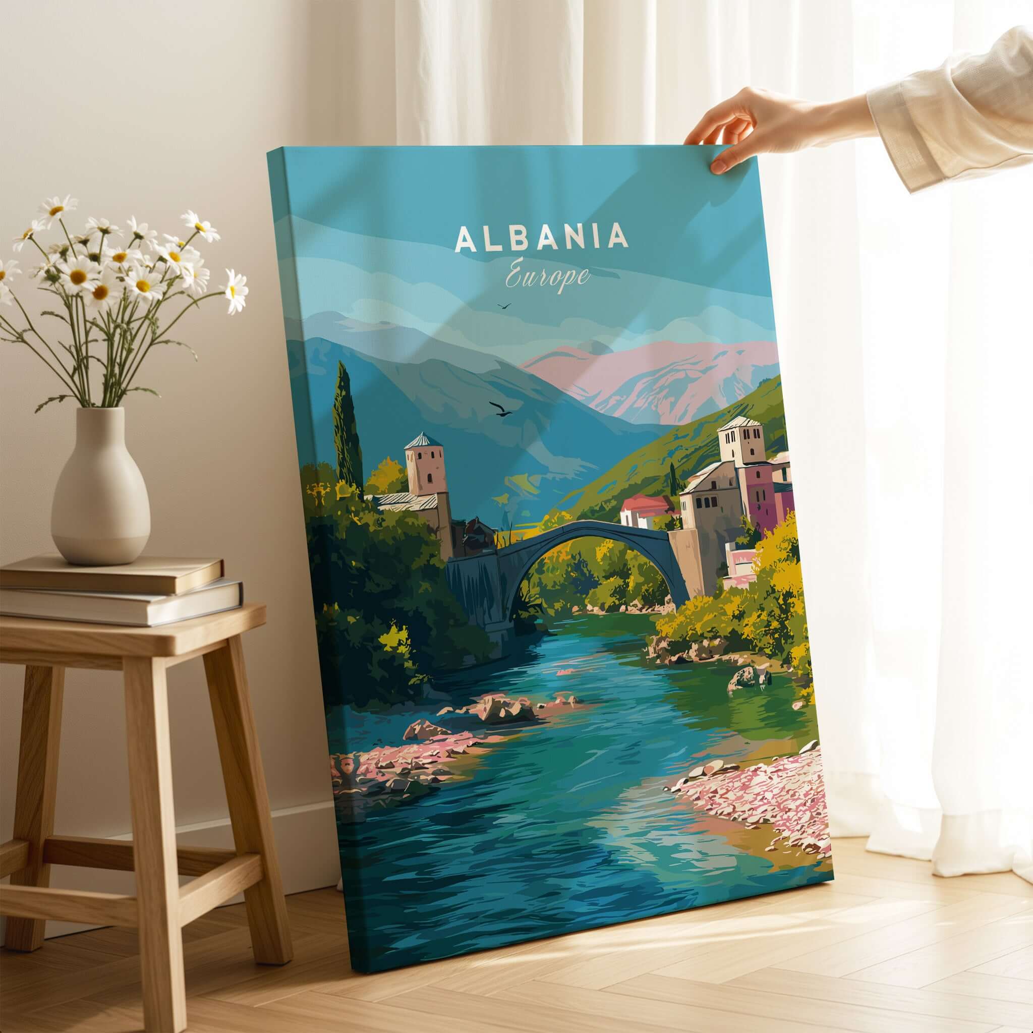 Albania Canvas Print | European Travel Wall Decor showcasing picturesque landscape and architecture.