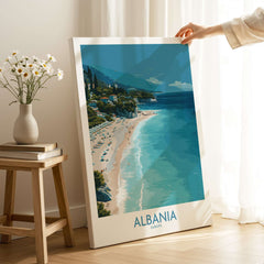 Albania Art Print | Turquoise Water Coastal Wall Decor showcasing beautiful beach and turquoise water.