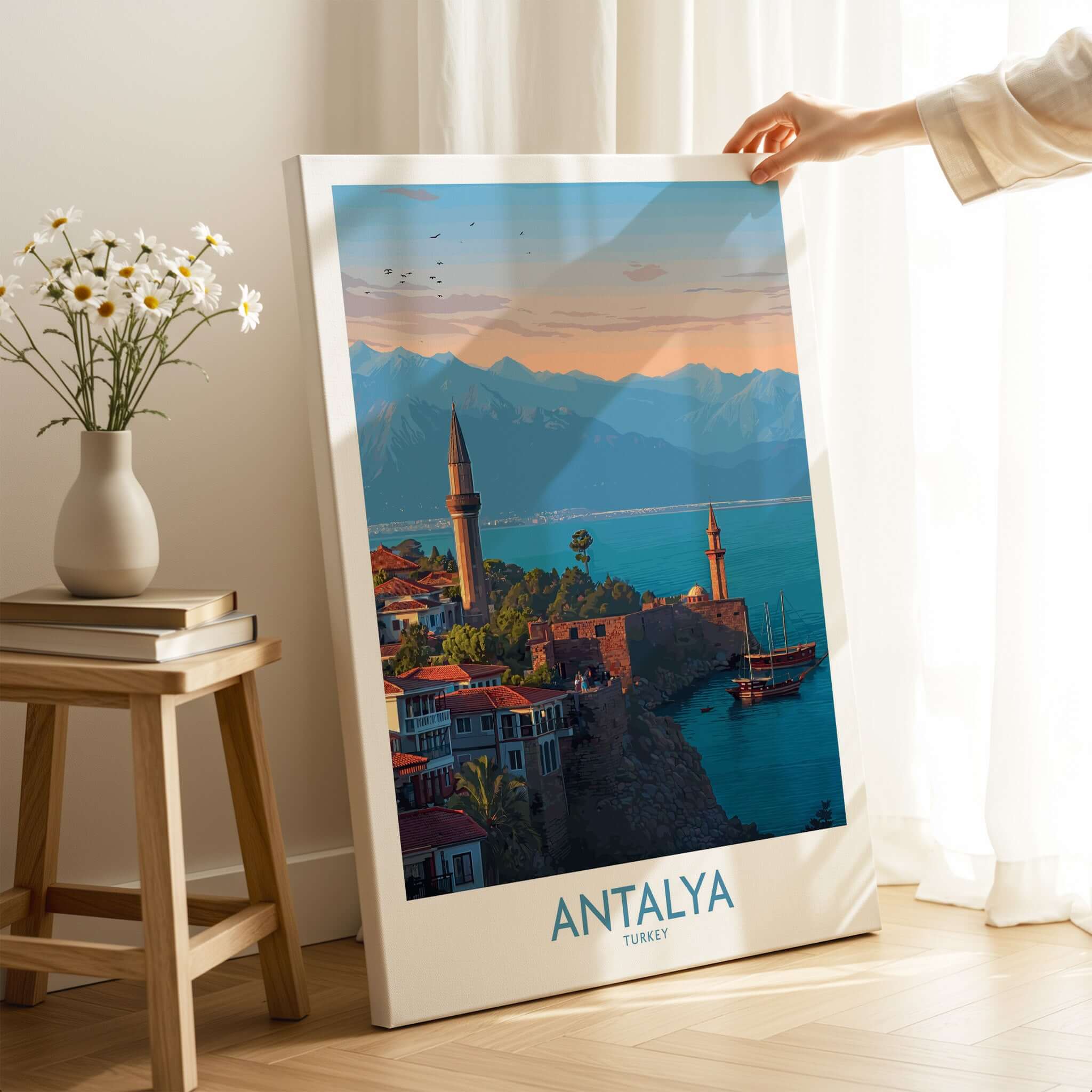 Antalya Turkey Art Print | Historic Coastal City Poster showcasing a scenic view of Antalya's coastline and architecture.