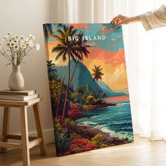 Big Island Hawaii Kona Coast Canvas Art Print | Vibrant Hawaiian Wall Art displayed in a stylish living room.