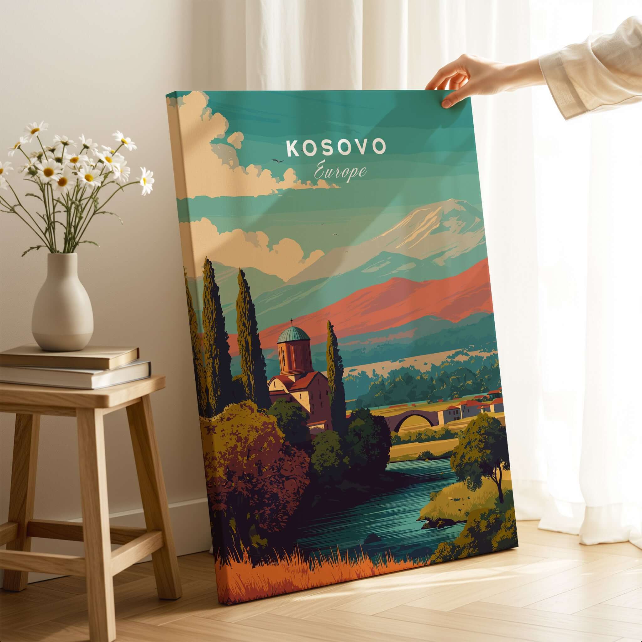 Kosovo Peja Canvas Print | European Travel Wall Art showcasing scenic views and traditional architecture.