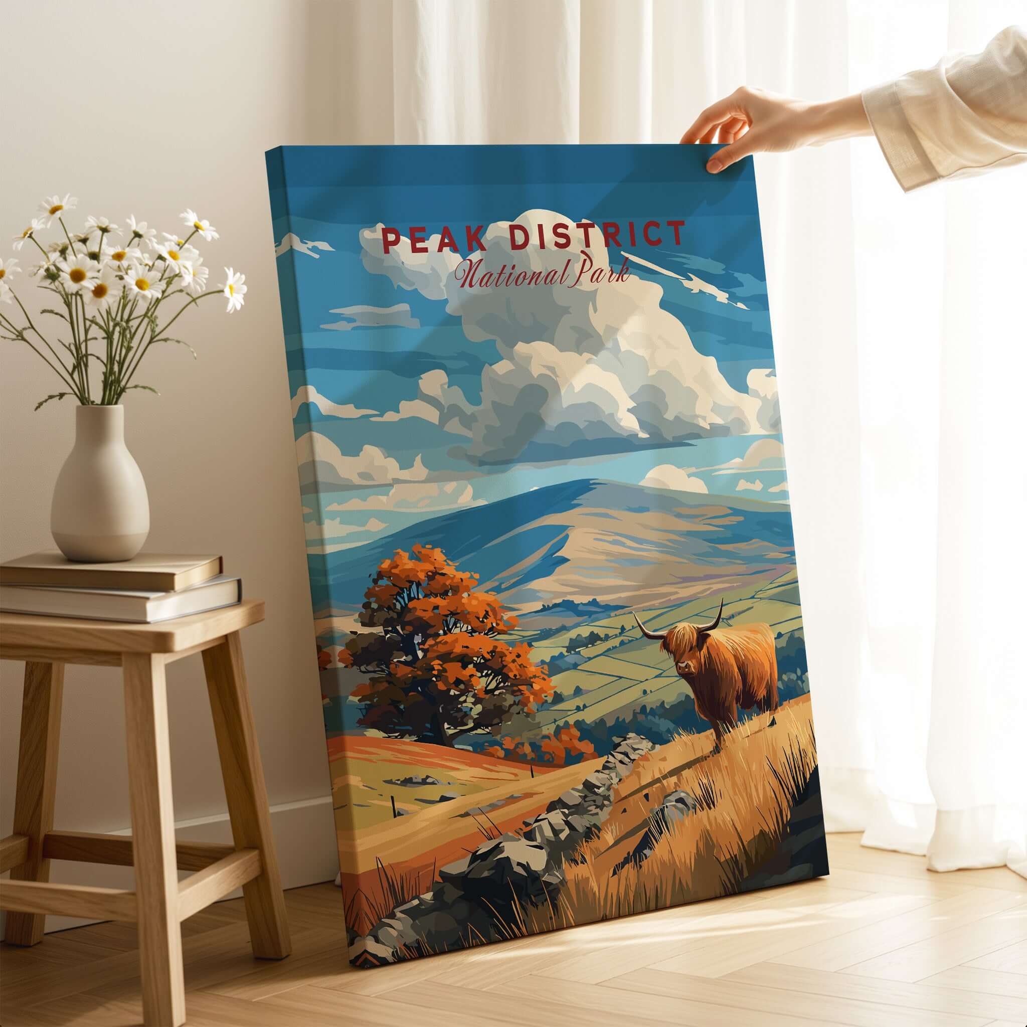 Peak District Mam Tor View Canvas Print | Autumn Landscape Wall Decor featuring vibrant artwork of the iconic Peak District.