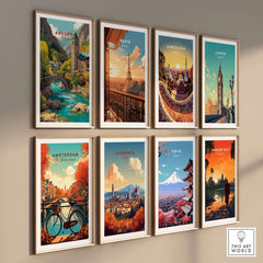 Andorra Valira River Valley Village Print | European Mountain Wall Decor in a collection of vibrant city prints.