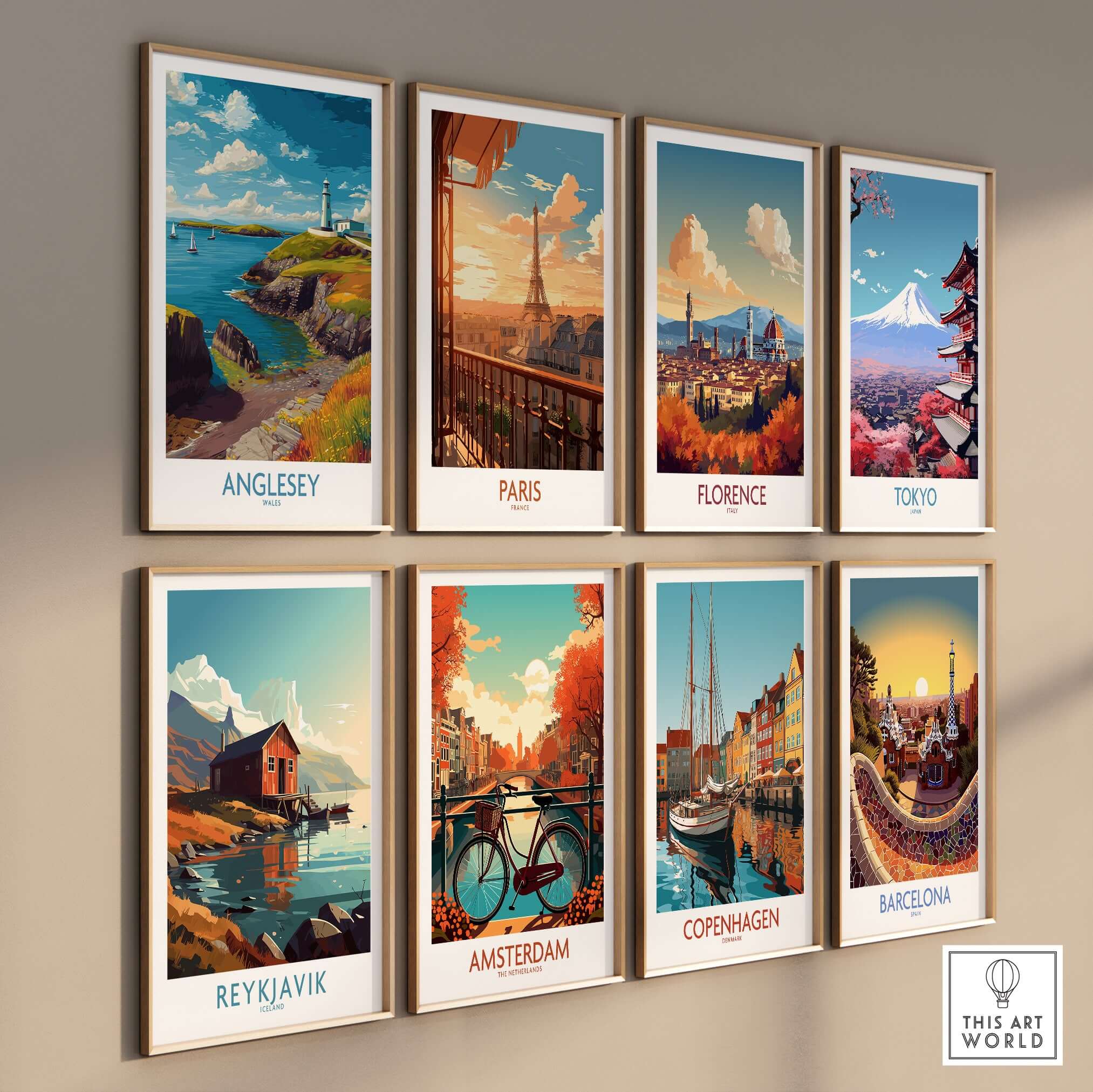 Anglesey Wales Ocean View Travel Poster - Welsh Seaside Decor showcasing picturesque coastal scenes.