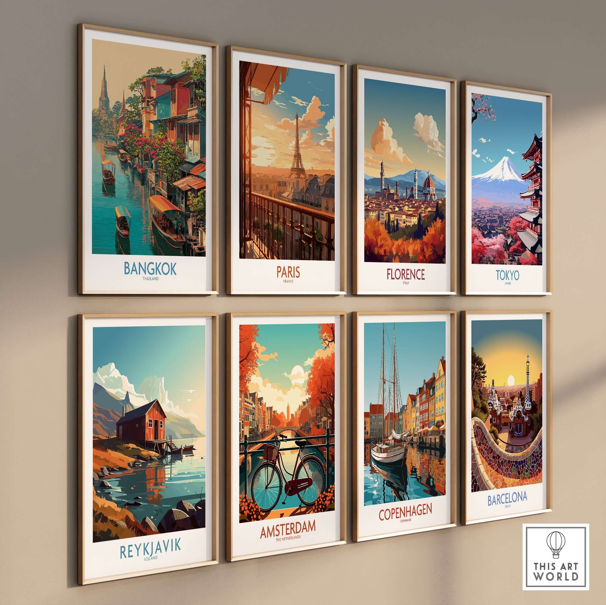 Bangkok Thailand Poster - Floating Market Travel Print collection featuring vibrant cityscapes and iconic landmarks.