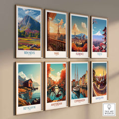 Ben Nevis Wall Art Scotland Highland Landscape - Autumn Foliage Travel Decor displayed in a gallery wall arrangement.