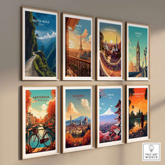 Death Road Print | South America Adventure Decor | Yungas Road Poster alongside other iconic city prints