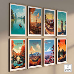 Dhaka Poster Bangladesh River City View Print - Urban Waterfront Wall Art displayed among other city posters.