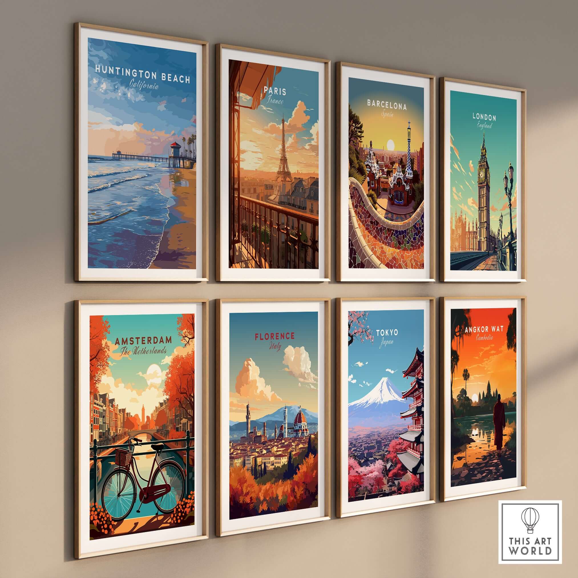 Huntington Beach Pier at Sunset Poster - Coastal California Wall Art among travel-themed wall art prints