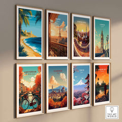 Hurghada Egypt Beach Poster - Red Sea Travel Print displayed among various iconic travel posters