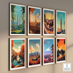 Kuala Lumpur Malaysia Petronas Towers Print - Skyscrapers & Nature Wall Art displayed in a gallery wall setting with cityscapes.