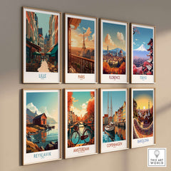 Lille France Wall Art - French Cityscape Decor showcasing iconic European cityscapes on a gallery wall.