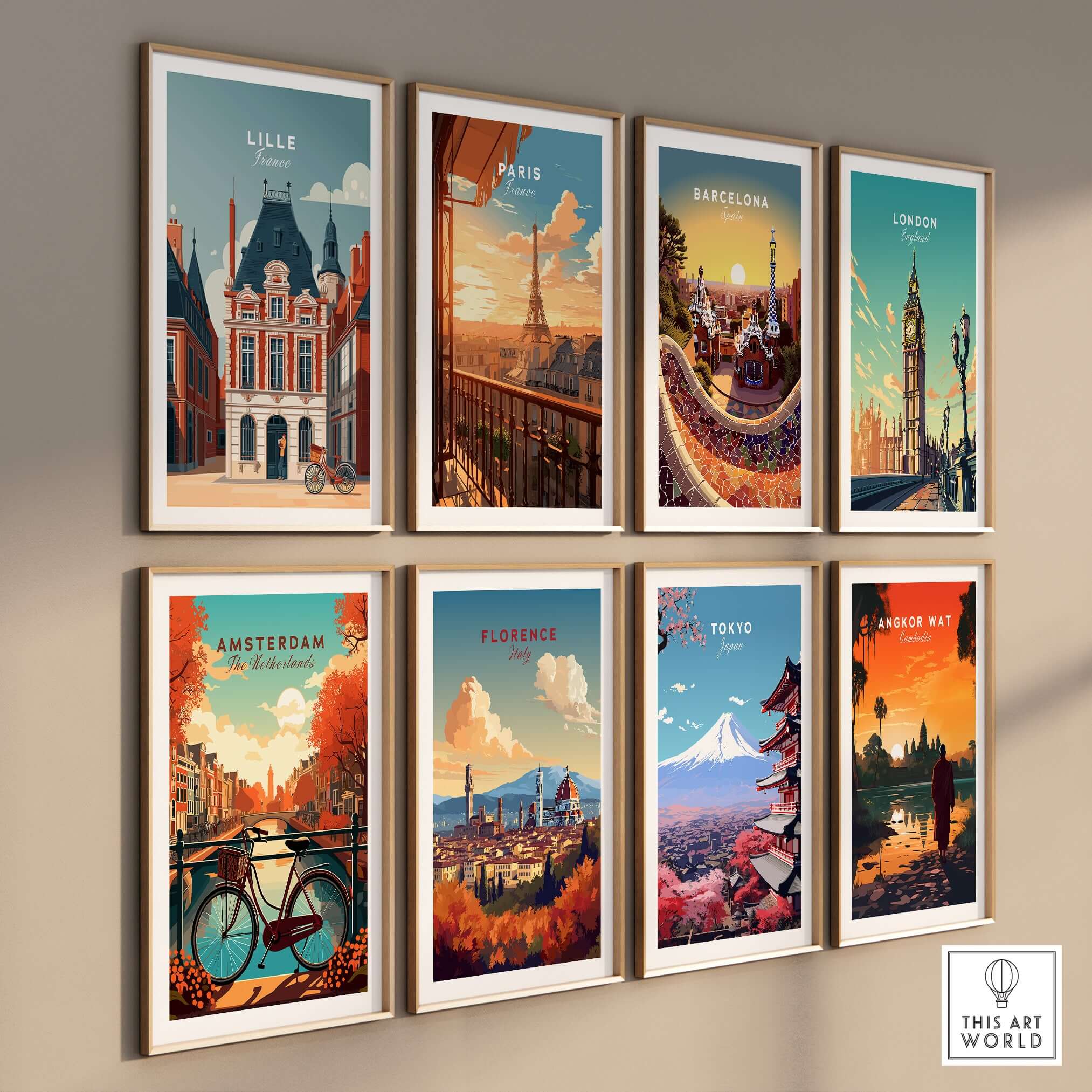 Lille France Print - Historic City Architecture Wall Art displayed among other city prints, showcasing European architectural beauty.