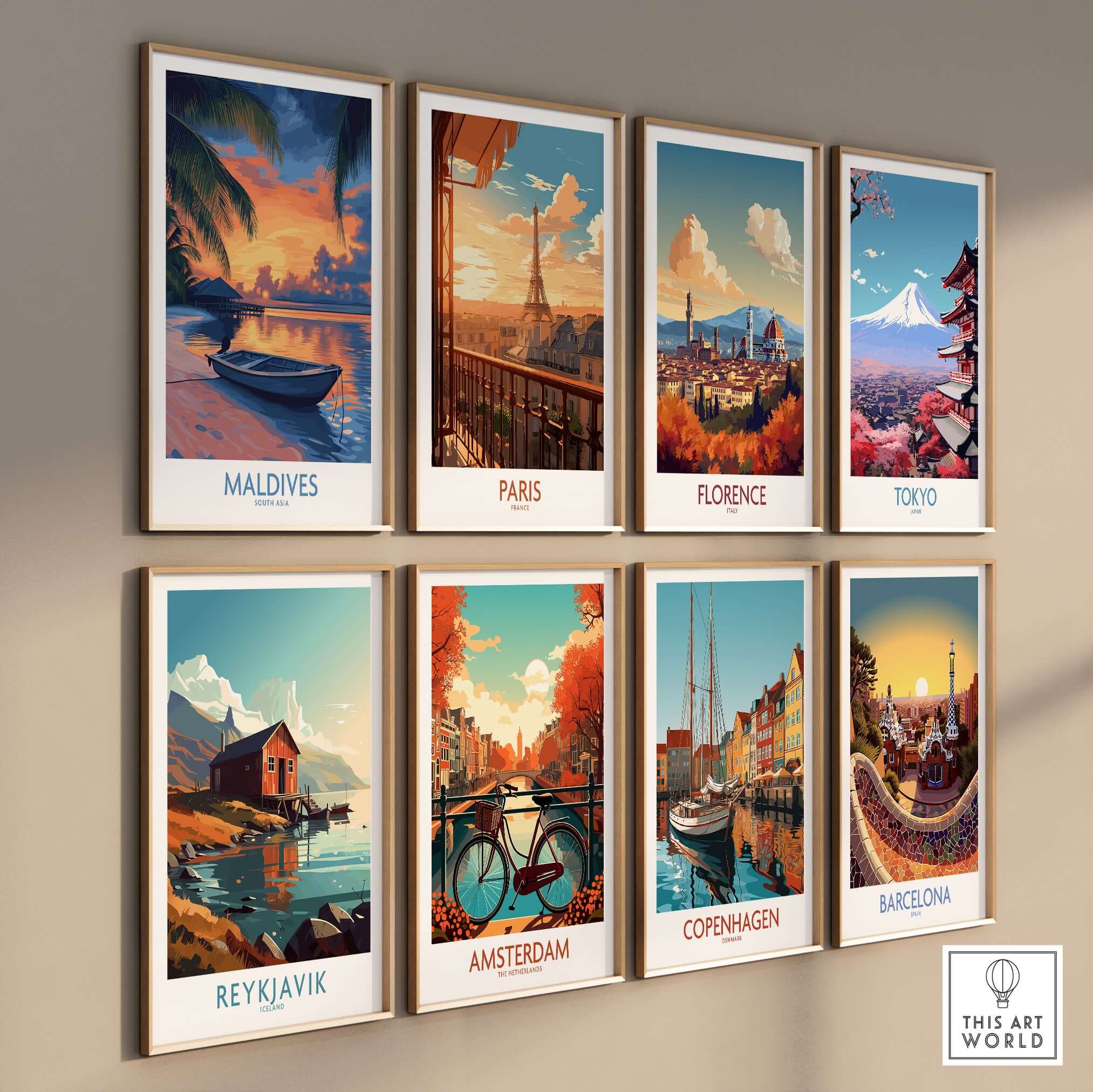 Maldives Wall Art Print - Sunset, vibrant and serene, perfect for home decor to evoke tropical paradise.
