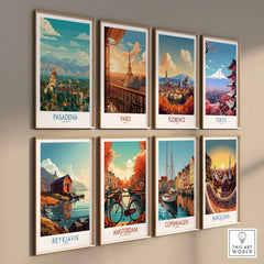Pasadena California Skyline Wall Art Print showcasing vibrant city architecture and inspiring urban décor.