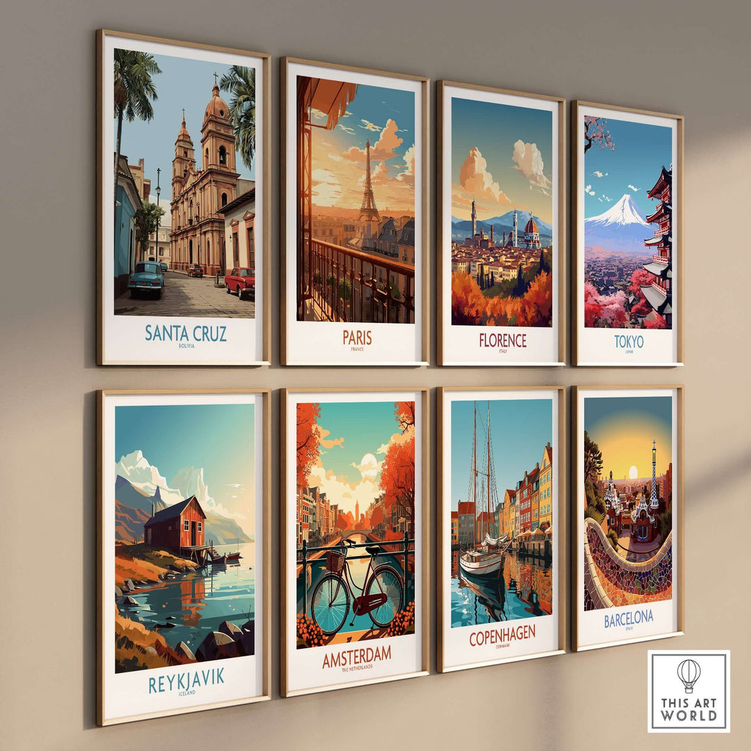 Santa Cruz Bolivia Art Print | Historic City Poster featuring vibrant architecture and cultural details on display.