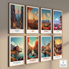 Seoul South Korea Korean City Nightlife Poster - Seoul Travel Print displayed among city posters