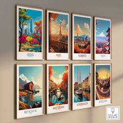 Seoul South Korea City Park Skyline Poster among vibrant cityscape art prints from around the world.