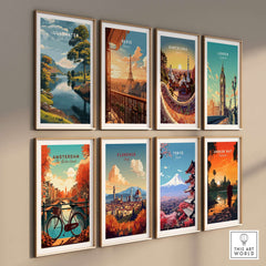 Ullswater Lake District Green Trees Lakeside Print - English Countryside Poster displayed among other city posters.
