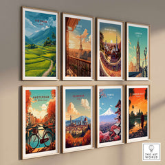 Vietnam Travel Poster among vibrant city travel posters, showcasing iconic landscapes and cultural landmarks.