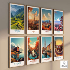 Vietnam Wall Art - Vietnamese Rural Travel Print collection featuring famous cities and picturesque landscapes.